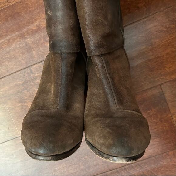 Rag & Bone Women's Distressed Brown Suede Ankle Boots w/ Stacked Heels, Size 6.5 - Picture 8 of 16